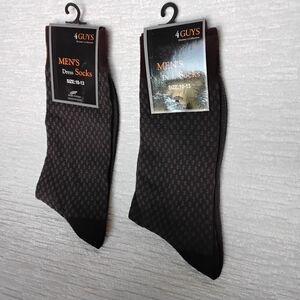 Men's Patterned Dress Socks - 2 Pair  Brown and Gray Fits Sizes 10-13